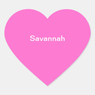 Savannah Kids Name Sticker Personalised Pink White