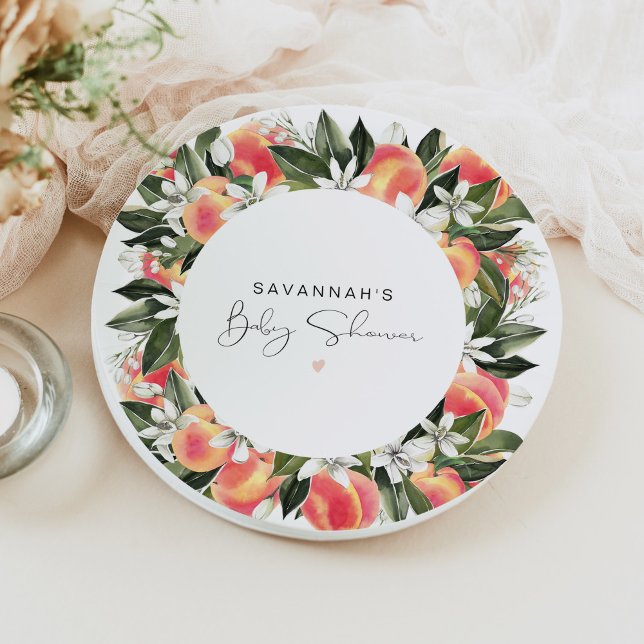 SAVANNAH Little Peach Baby Shower Paper Plate (Creator Uploaded)