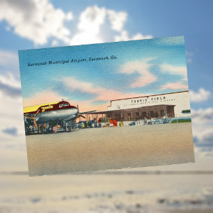 Savannah Municipal Airport Travis Field Historic Postcard