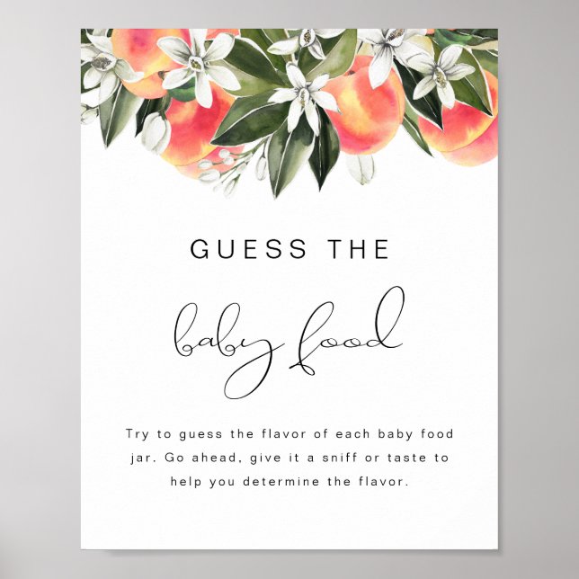 SAVANNAH Peach Guess the Baby Food Baby Shower  Poster (Front)