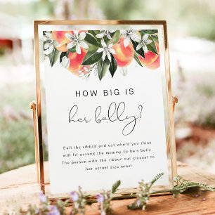 SAVANNAH Peach How Big Her Belly Baby Shower Poster