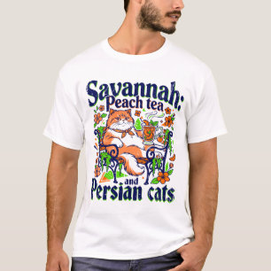 Savannah Peach Tea And Persian Cats T-Shirt