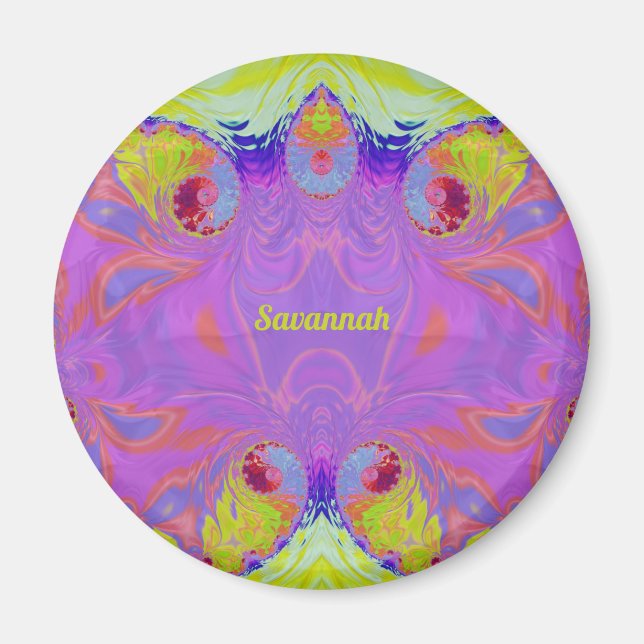 SAVANNAH ~ Pink Orange Yellow Blue Fractal ~  Magnet (Front)