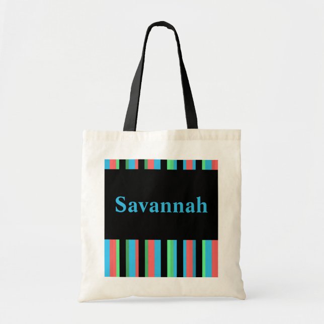Savannah Pretty Striped Tote Bag (Front)