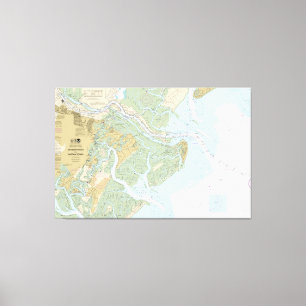 Savannah River and Wassaw Sound Nautical Chart Canvas Print