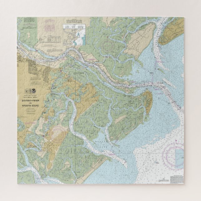 Savannah River and Wassaw Sound Nautical Chart Jigsaw Puzzle (Vertical)