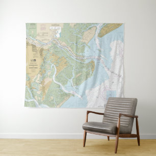 Savannah River and Wassaw Sound Nautical Chart Tapestry