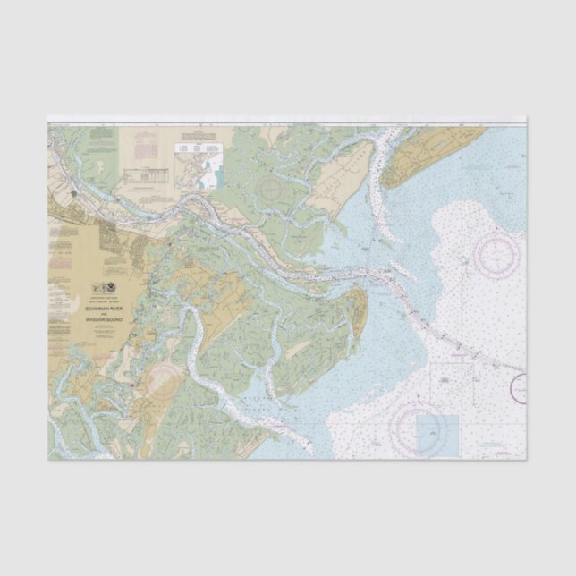 Savannah River and Wassaw Sound Nautical Chart Tissue Paper (Front)