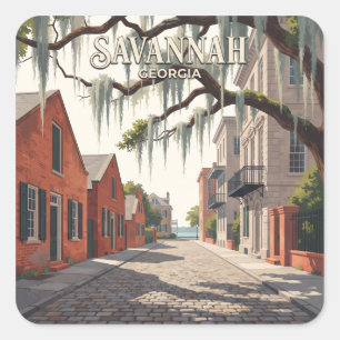 Savannah River Street — Mossy Southern Streetscape Square Sticker