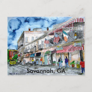 SAVANNAH river street painting post card, GA Postcard