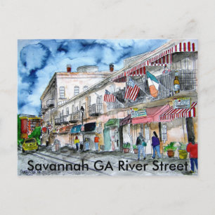 savannah_river_street_painting, Savannah GA Riv... Postcard
