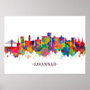 Savannah USA Skyline Poster