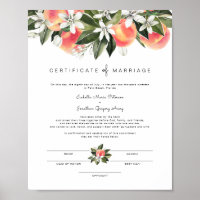 Savannah - Watercolor Peaches Marriage Certificate