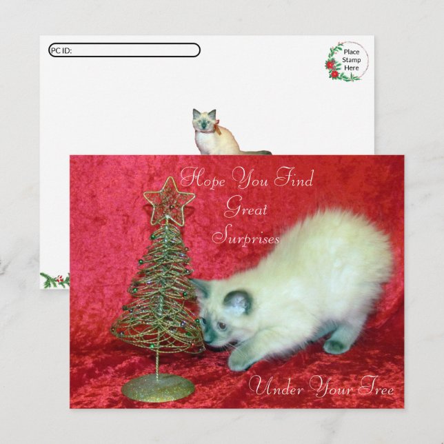 Savannah's Christmas Surprise - Balinese Cat Postcard (Front/Back)