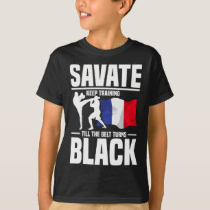 Savate Training Black Belt Martial Arts French Kic T-Shirt