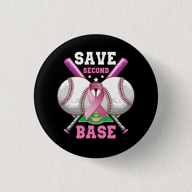 Save 2nd Base Baseball Breast Cancer Awareness Pin (Front)
