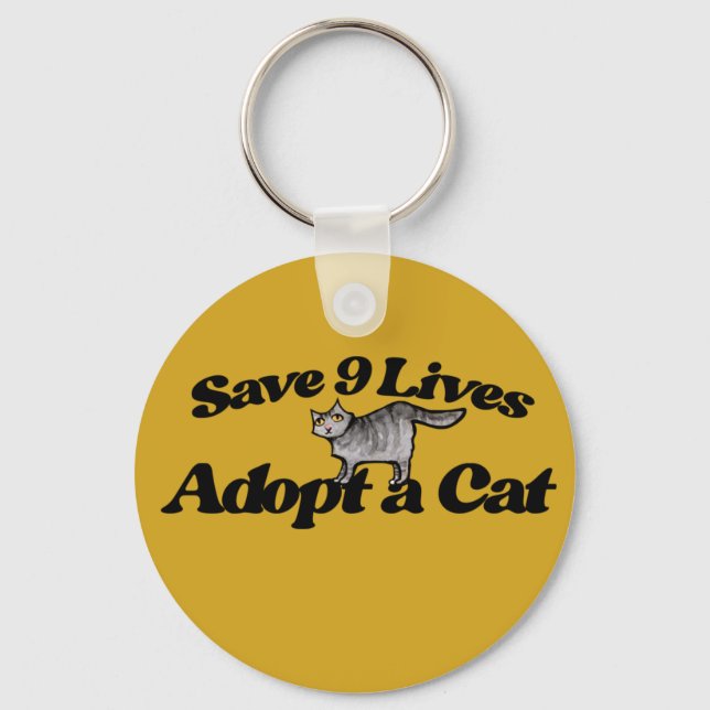 Save 9 Lives Adopt a Cat Key Ring (Front)