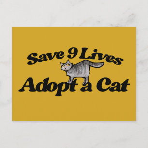 Save 9 Lives Adopt a Cat Postcard