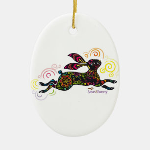Save A Bunny Art Ornament