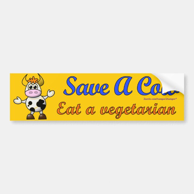 Save A Cow Bumper Sticker (Front)