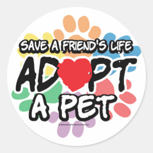 Save A Friend Adopt A Pet Classic Round Sticker