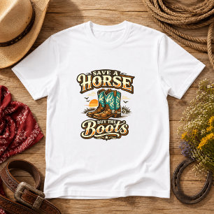Save a Horse, Buy the Boots Western Humour T-Shirt