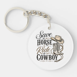save a horse ride a cowboy key ring