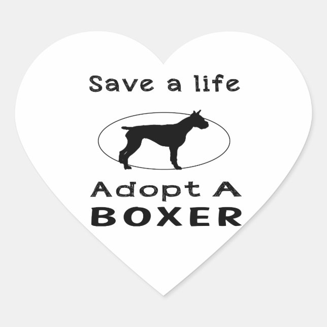 Save a life adopt a Boxer Heart Sticker (Front)