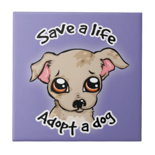 Save a life.. adopt a dog puppy logo tile