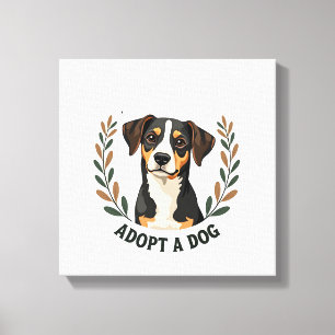 Save A Life Adopt a Dog Vintage Rescue Dog Illustr Canvas Print