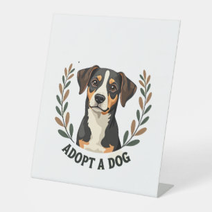 Save A Life Adopt a Dog Vintage Rescue Dog Illustr Pedestal Sign