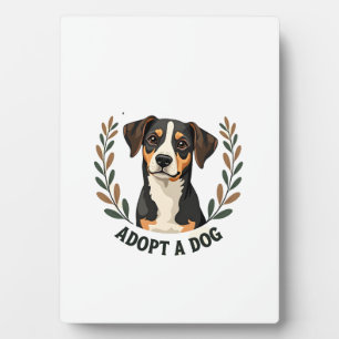 Save A Life Adopt a Dog Vintage Rescue Dog Illustr Plaque