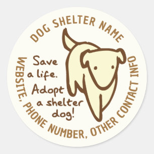Save a Life Adopt a Shelter Dog Round Stickers