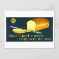 "Save a Loaf a Week" Vintage Wartime Postcard