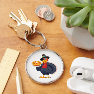 Save A Turkey Eat Pie Funny Happy Thanksgiving Key Ring