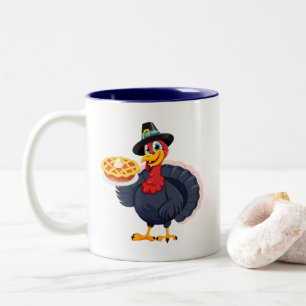 Save A Turkey Eat Pie Funny Happy Thanksgiving Two-Tone Coffee Mug