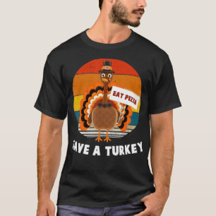 Save A Turkey Eat Pizza Vintage Thanksgiving Retro T-Shirt