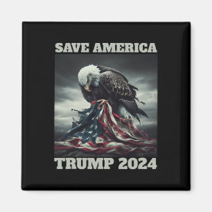 Save America Sad Eagle American Flag Never Surrend Magnet