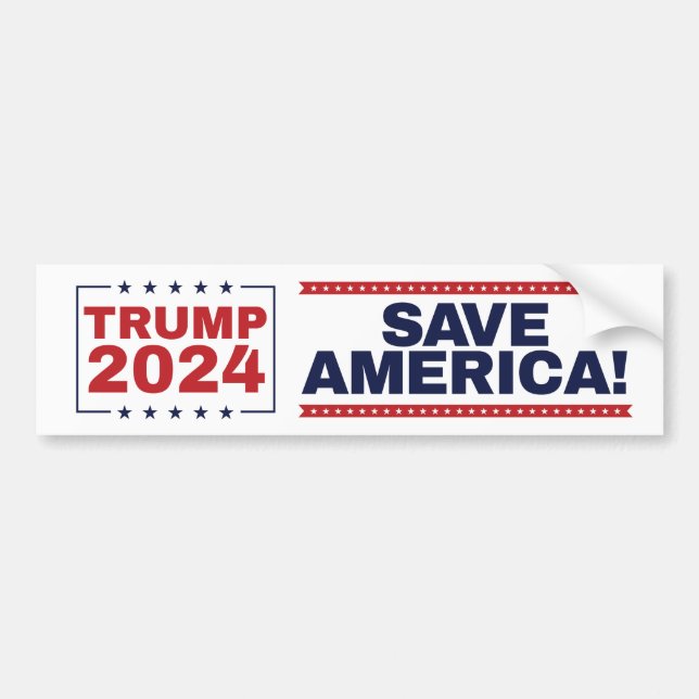 Save America! Trump 2024 Bumper Sticker (Front)