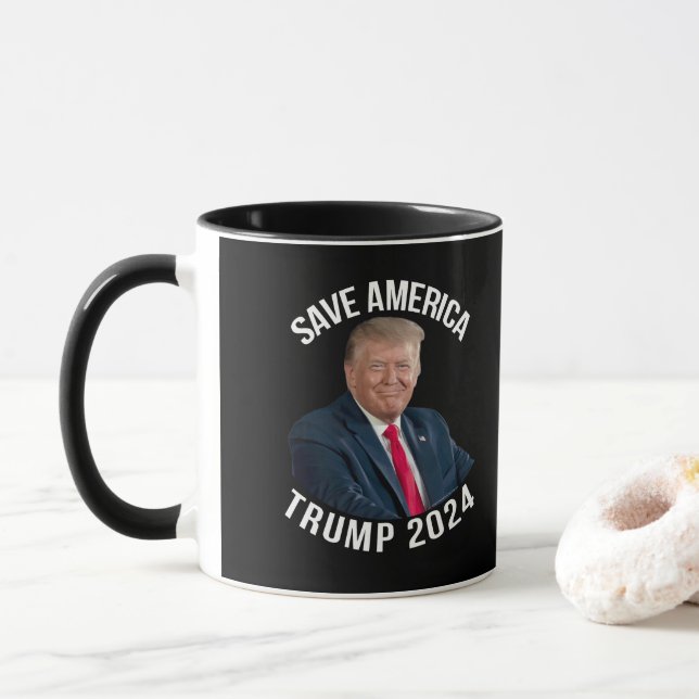 Save America Trump 2024 President Donald J. Trump Mug (With Donut)