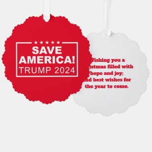 Save America Trump 2024 Tree Decoration Card