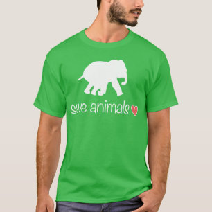 save animals animal elephant heart girl T-Shirt