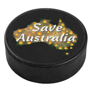 Save Australia From Bushfire Disaster Hockey Puck