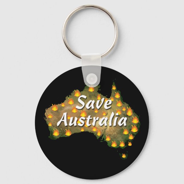 Save Australia From Bushfire Disaster Key Ring (Front)