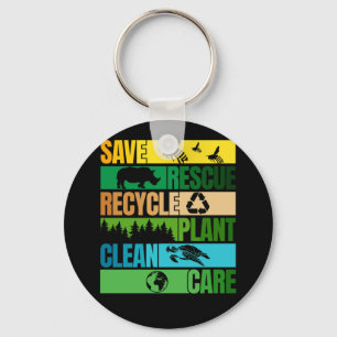 Save Bee Rescue Animals Recycle Plastict Earth Day Key Ring