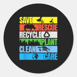 Save Bees Rescue Animals Clean Seas Earth Day Classic Round Sticker