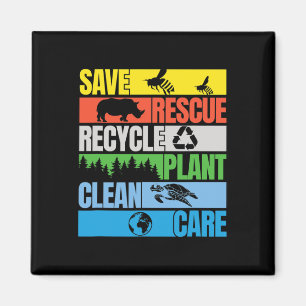 Save Bees Rescue Animals Clean Seas Earth Day  Magnet