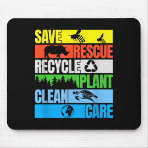 Save Bees Rescue Animals Clean Seas Earth Day  Mouse Pad