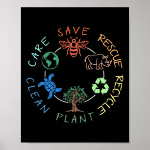 Save Bees Rescue Animals Recycle Plastic Animal Lo Poster