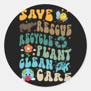 Save Bees Rescue Animals Recycle Plastic Earth Day Classic Round Sticker